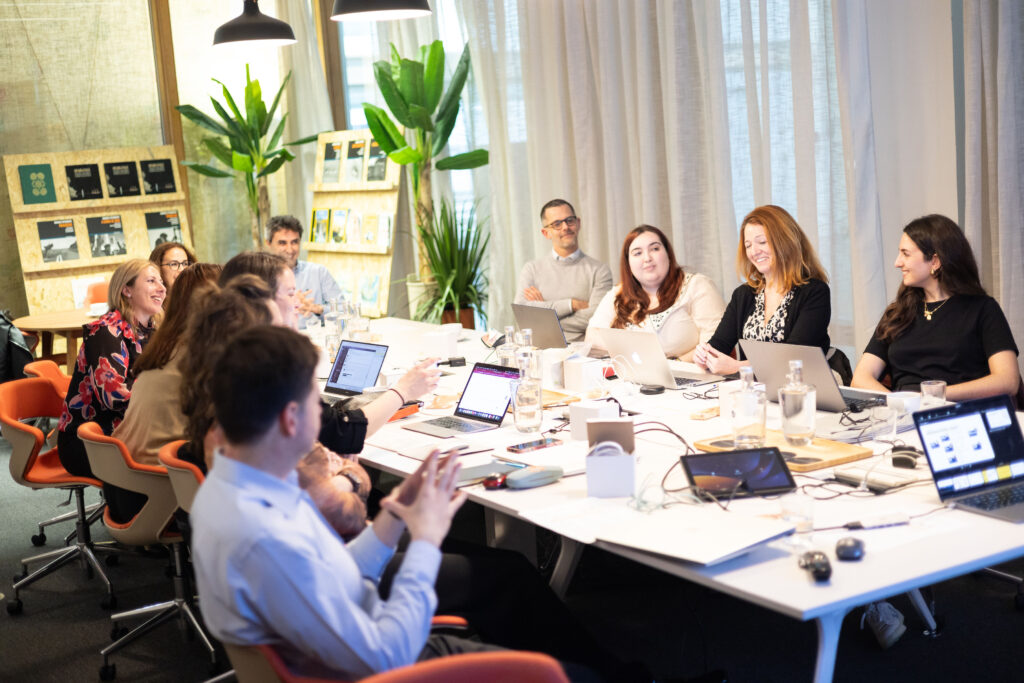 happy team meeting